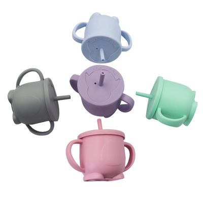 Wasserundurchlässiges Silikon gleiten nicht Baby Sippy-Schale mit Straw For Feeding