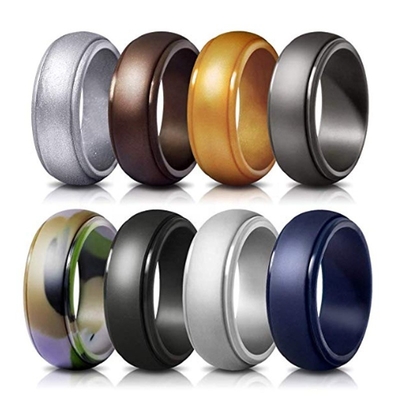 Verkaufsschlager-Silikon-Ring Step Edge Wedding Band-Silikon Amazonas trägt Ringe für Männer zur Schau