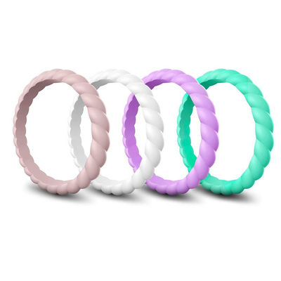 Dünnes umsponnenes stapelbares Sport-Schwarzes Ring Hypoallergenic Silicone Wedding Rings für Frauen